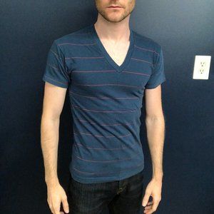 American Apparel micro stripe short sleeve v neck